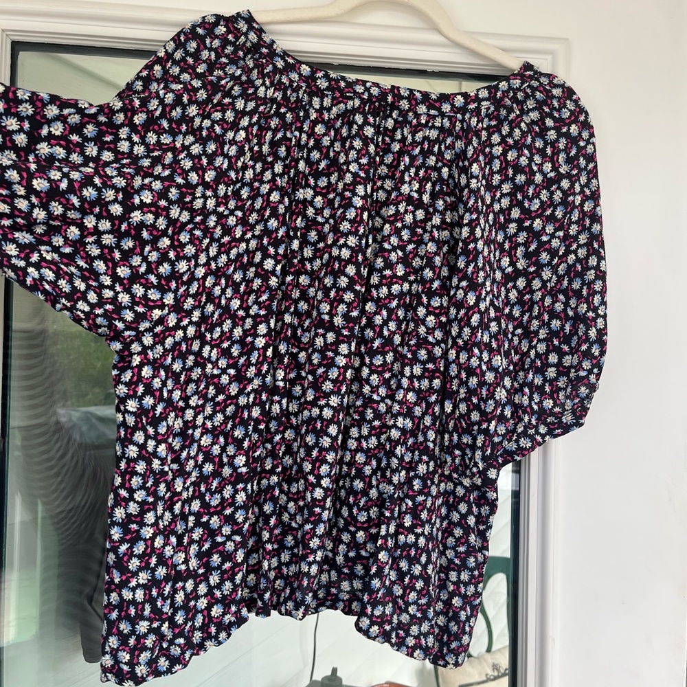 Karen Kane Floral Blouse - Navy Floral Size XL